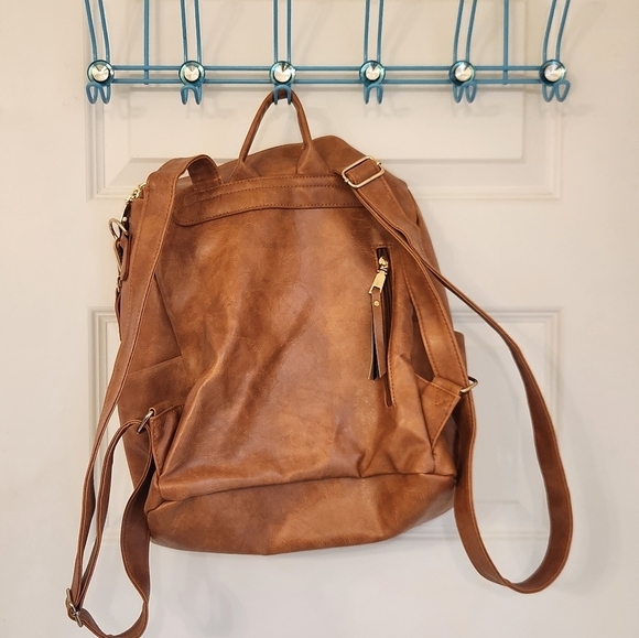 NWOT Modern & Chic Women\'s Brielle Convertible Bag Camel Brown Boho Colorful #O main image 4